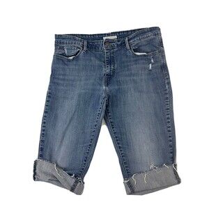 Levi Straus Women Bermuda Short Sz 33 Denim Mid Rise Skinny Stretch Cuffed